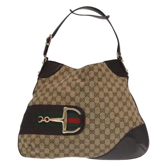 Gucci Handbags - Gucci Horsebit Beige Canvas Shoulder Bag (Pre-Owned)